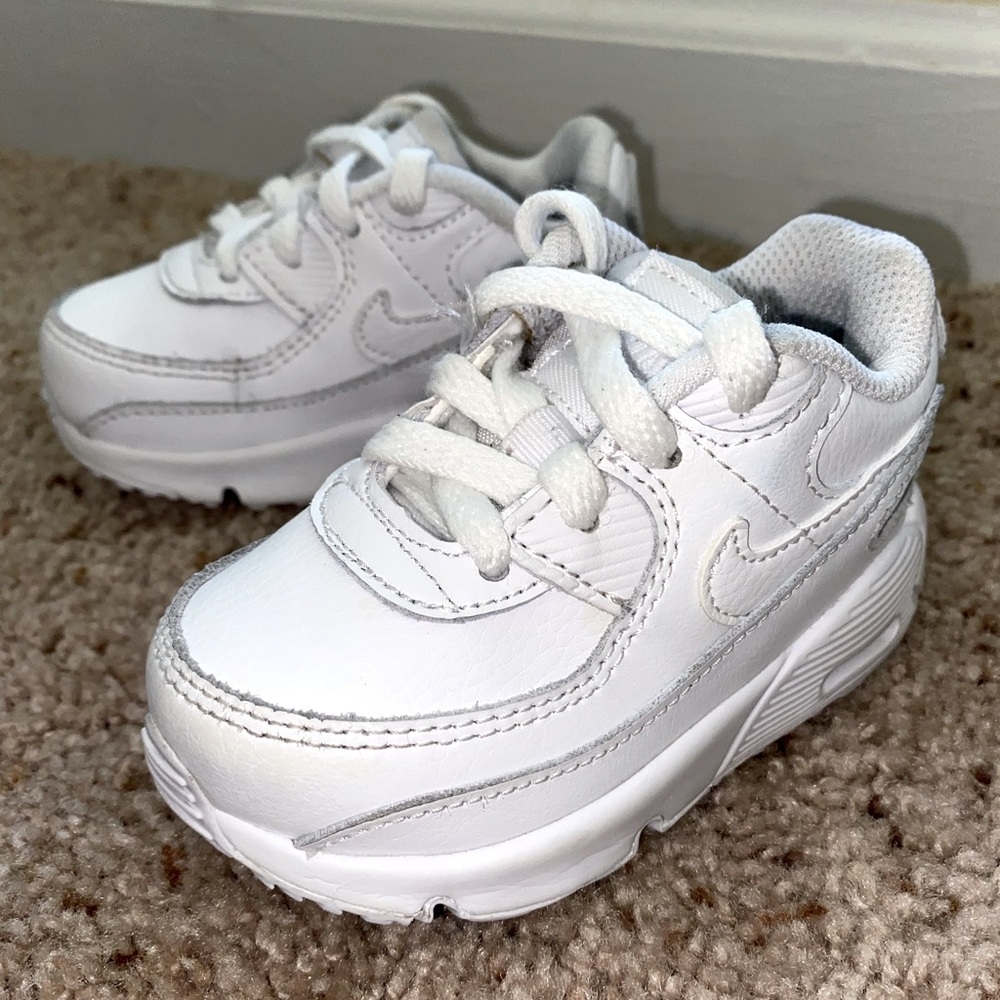Infant and Toddler White Nike Air Max 90, Size 5C, Gently Used